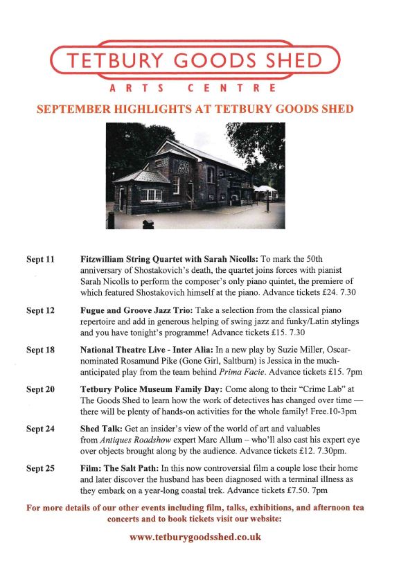 Tetbury Goods Shed - September Highlights